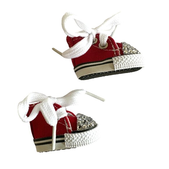 Bedazzled Rhinestone Embellished Sneakers for your Labubu - RED - Picture 5 of 7